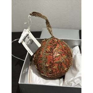 SUDHA BEADED BALL ORNAMENT COPPER/BROWN ORANGE Neiman Marcus NWT IN BOX
